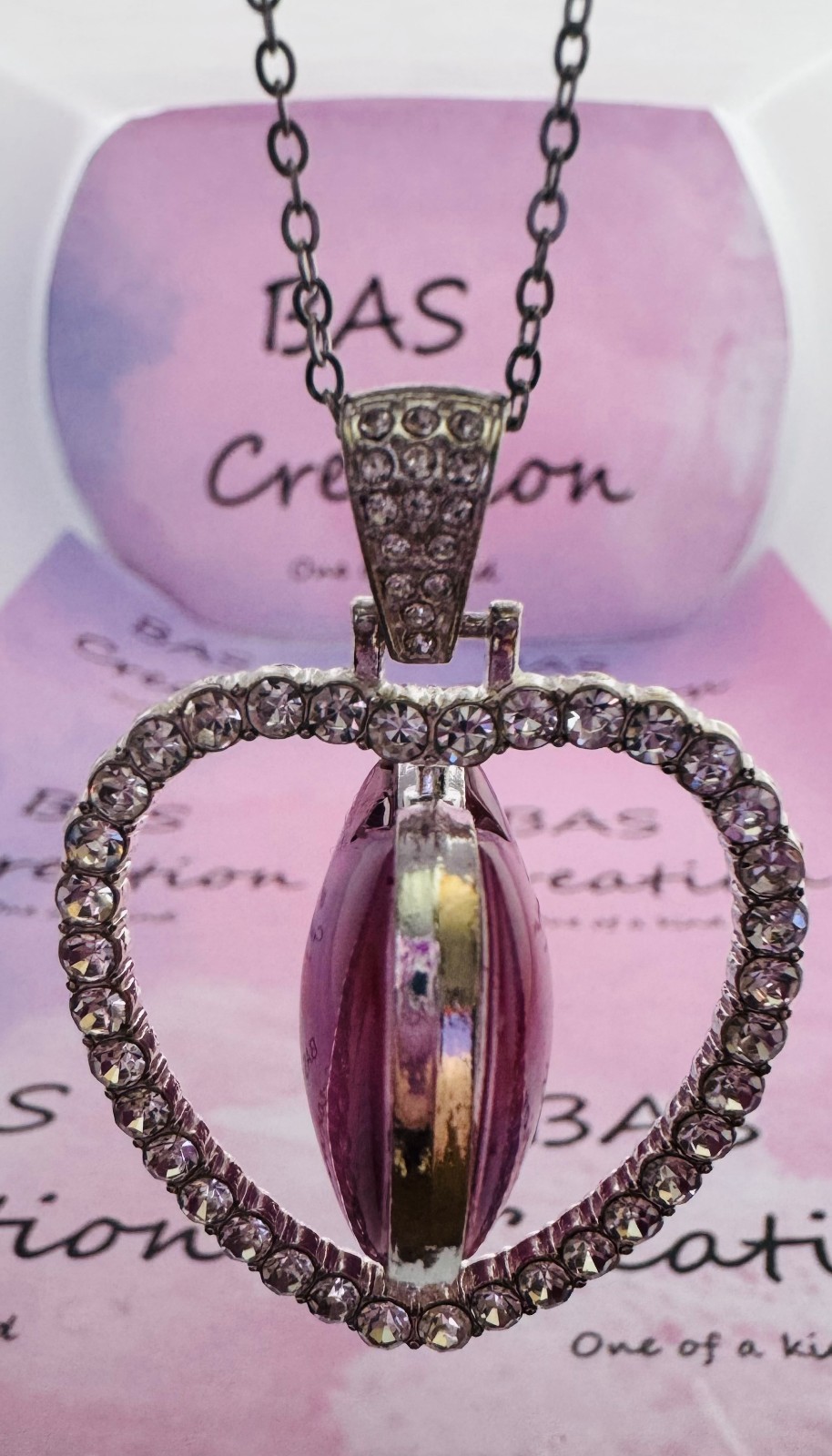 Rotating Heart Cabochon Necklace Hand-Painted By Local Ozark Artist Me