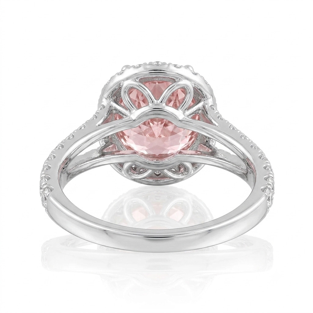 2.30Ct Fancy Vivid Pink Round Lab Grown Diamond Ring 14K White Gold IGI