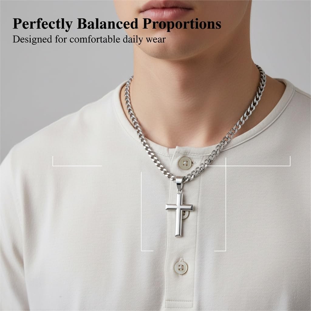 Besteel 925 Sterling Silver Cross 18 in=46 cm (Women’s Standard),