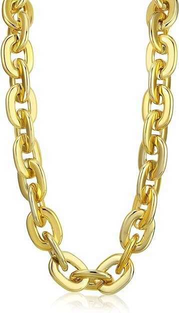 Gold Hip Hop Large Thick Acrylic Plastic Cuban Link Chain Necklace 32in 80cm