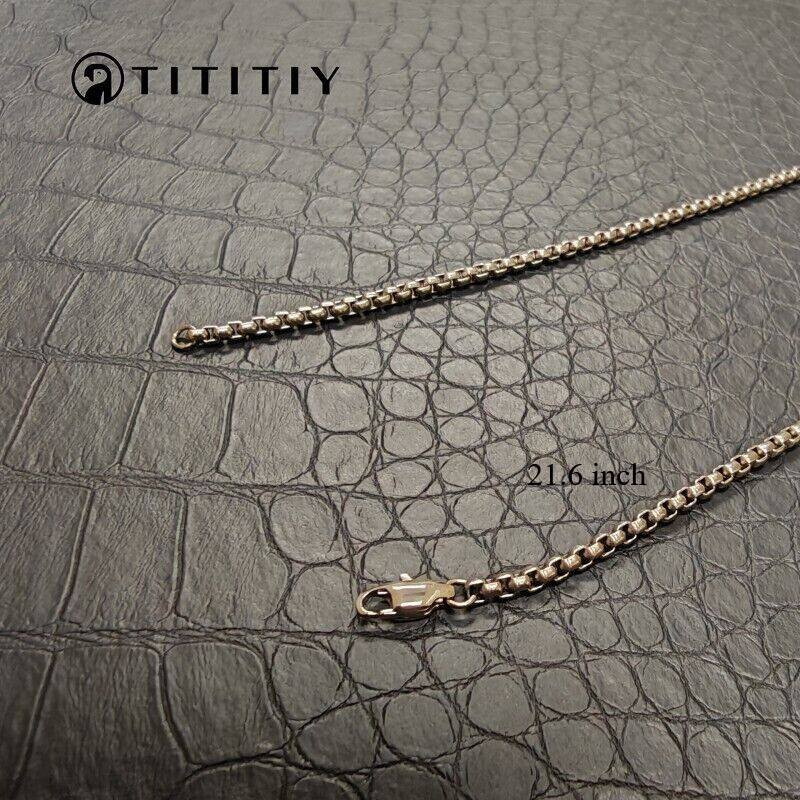 Pure Titanium Necklace wide 3mm Square Box Chain Anti Allergic Classics 21.6inch