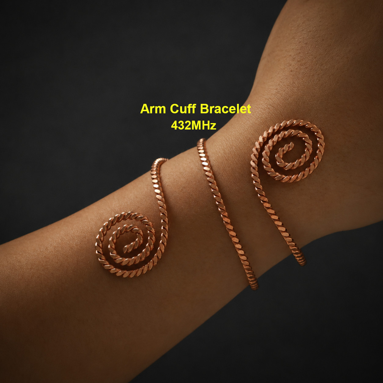 Arm Cuff Bracelet 432MHz, Tensor Ring Copper Bracelet, Adjustable Upper Arm Band