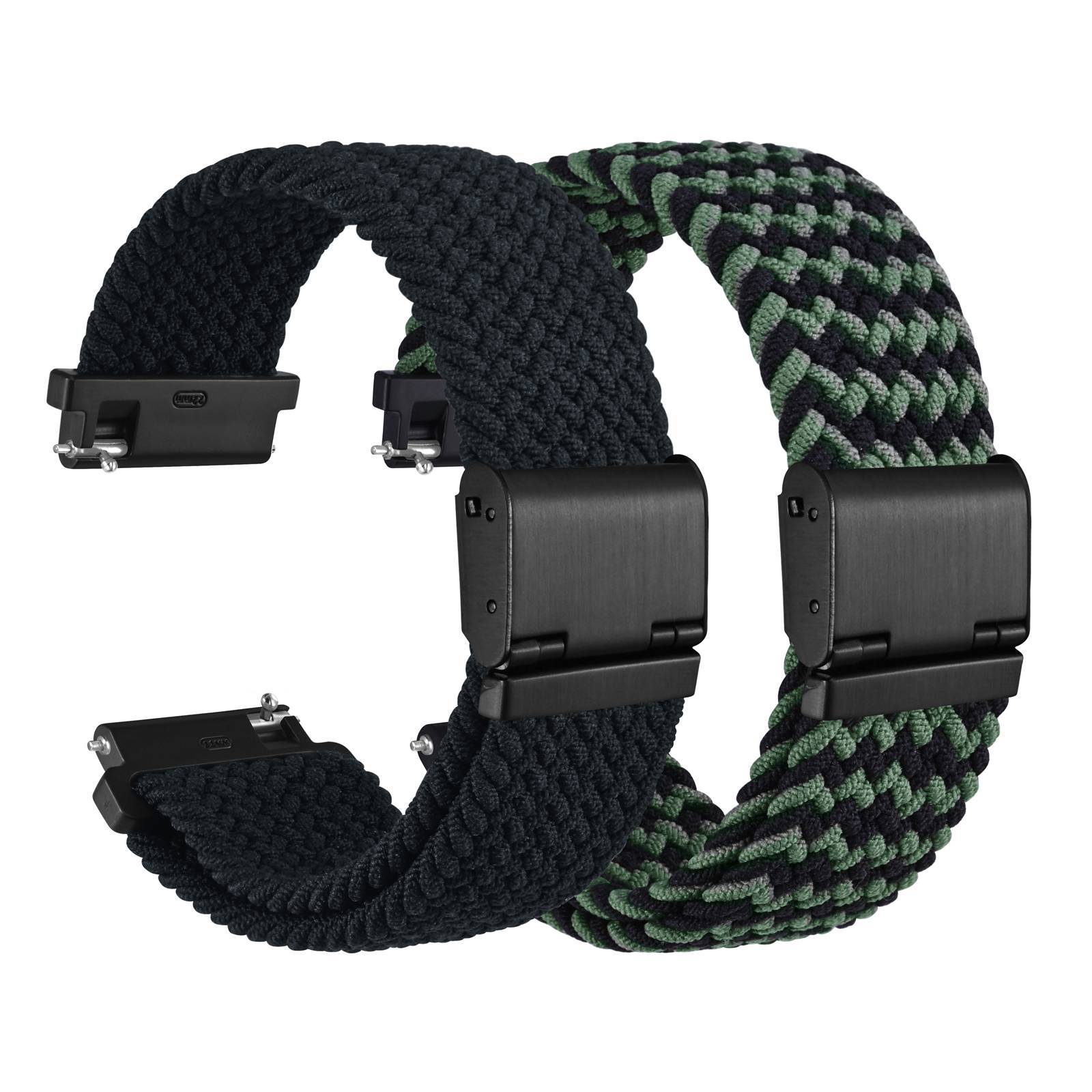Wocci 2PCS Woven Nylon Watch Straps 18mm 19mm 20mm 21mm 22mm Quick Release