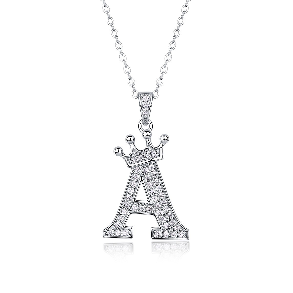 D Color Moissanite 26 Letter Pendant Necklace 925 Sterling Silver Pass Tester