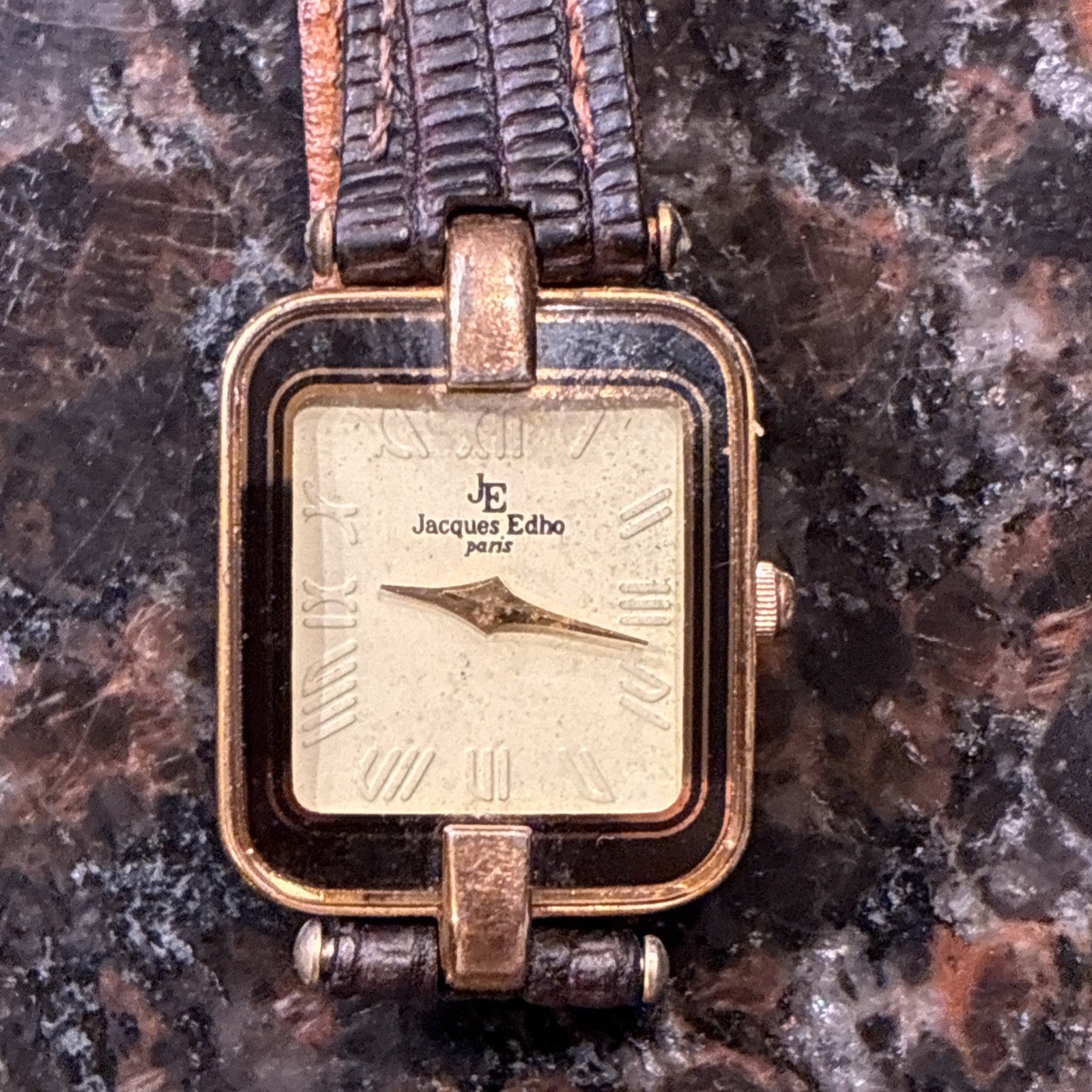 vintage Jacques Edho Paris lady tank style watch 18k gold plated 21585 Untested