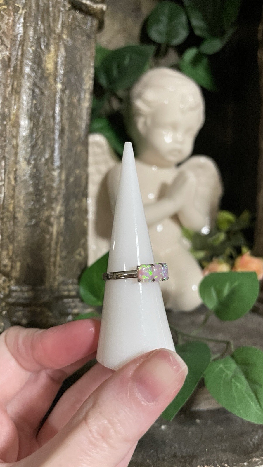 Bomb Party Ring Size 5 Pastel Pink And Purple Opals Silver Ring