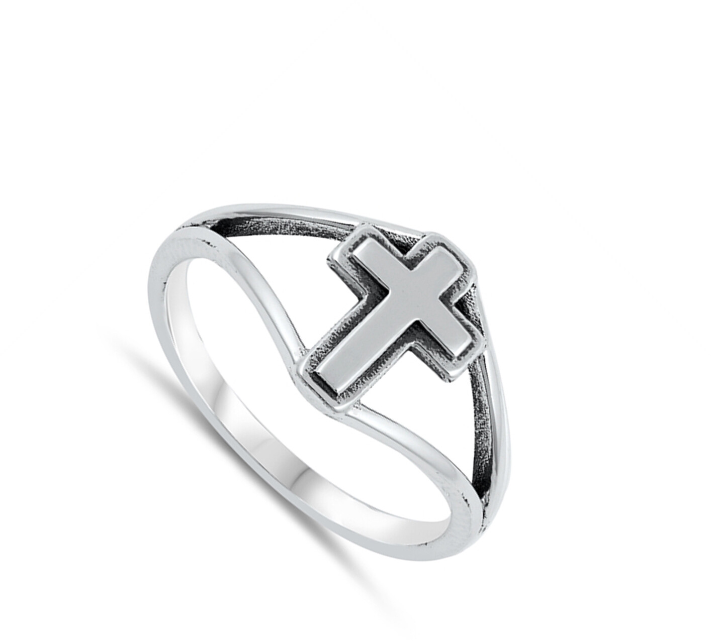 Oxidized Cross Christian Love Simple Ring .925 Sterling Silver Band Sizes 4-10