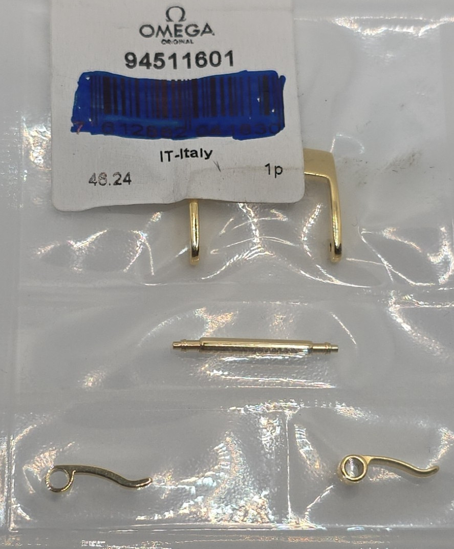 Omega 94511601 Yellow Gold Plated Pin Buckle mm16 Logo Engraved 2 Stakes