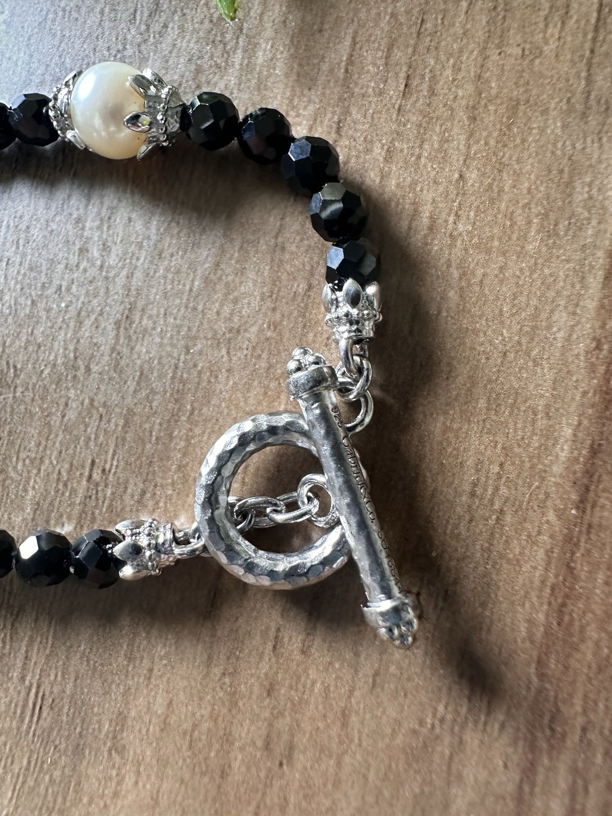 Gabriel & Co Ladies 2014 Roaring 20’s Toggle Sterling Bracelet Black Onyx Pearl