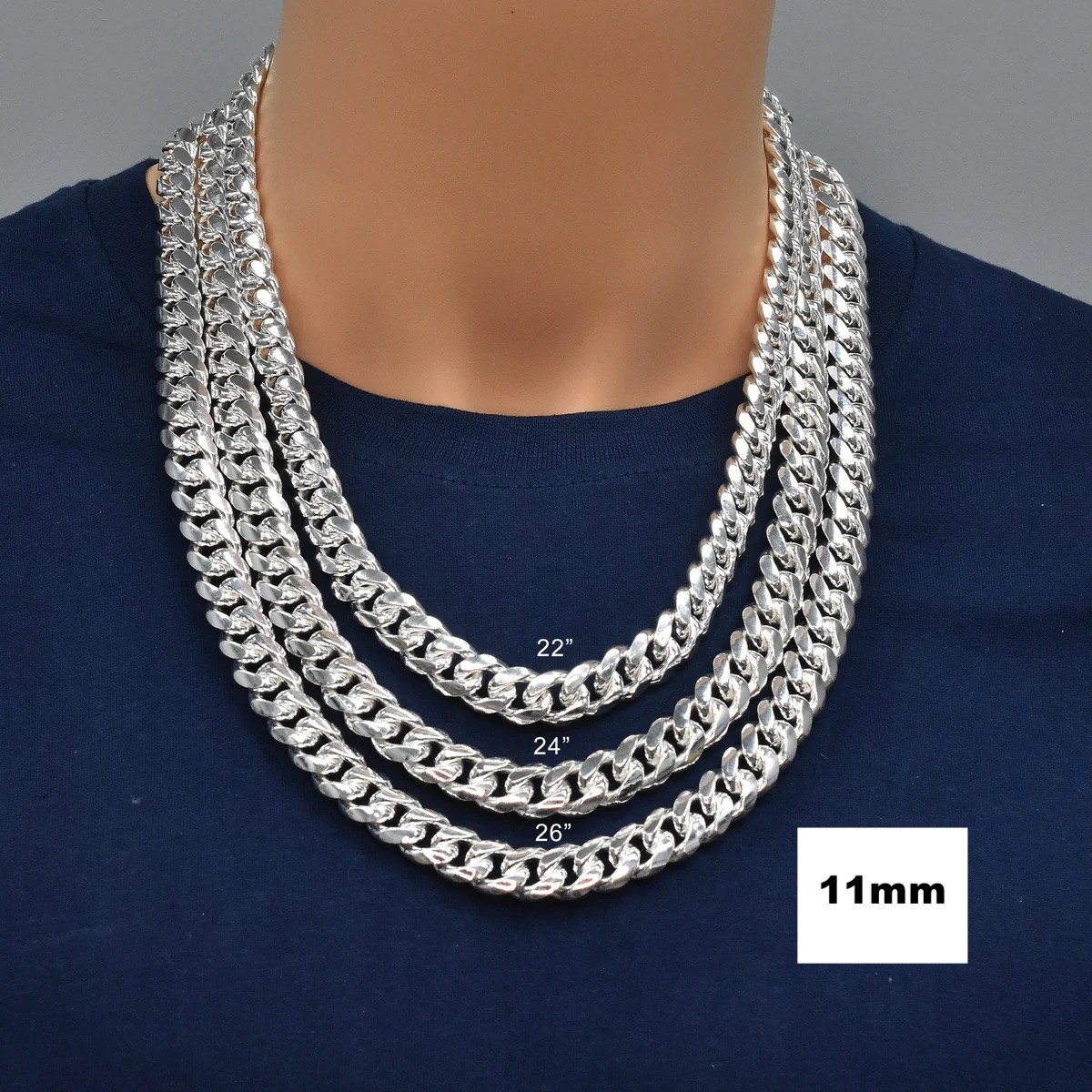 Real Miami Cuban Link Chain Or Bracelet Solid 925 Sterling Silver Box Lock ITALY