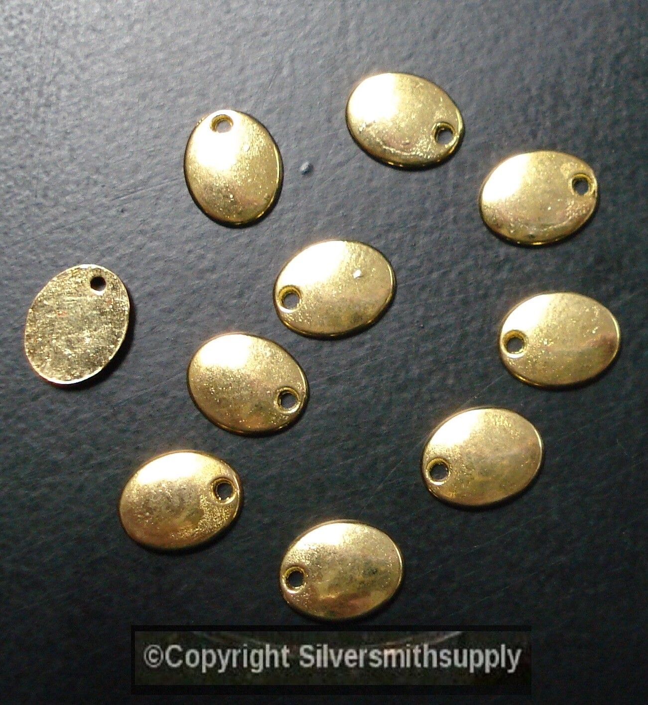 Jewelry blank stamping discs 10 oval GOLD plt disks signature tags CFP008