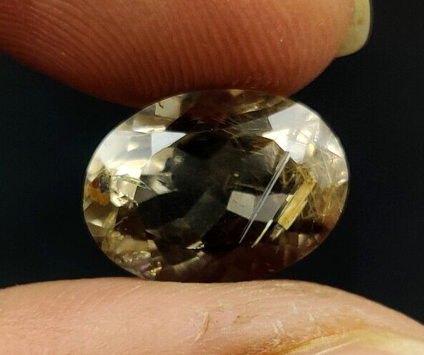 5.80Ct Natural Rutilated Quartz Faceted Cut Oval 13.7×10.2mm Loose Gemstone W212