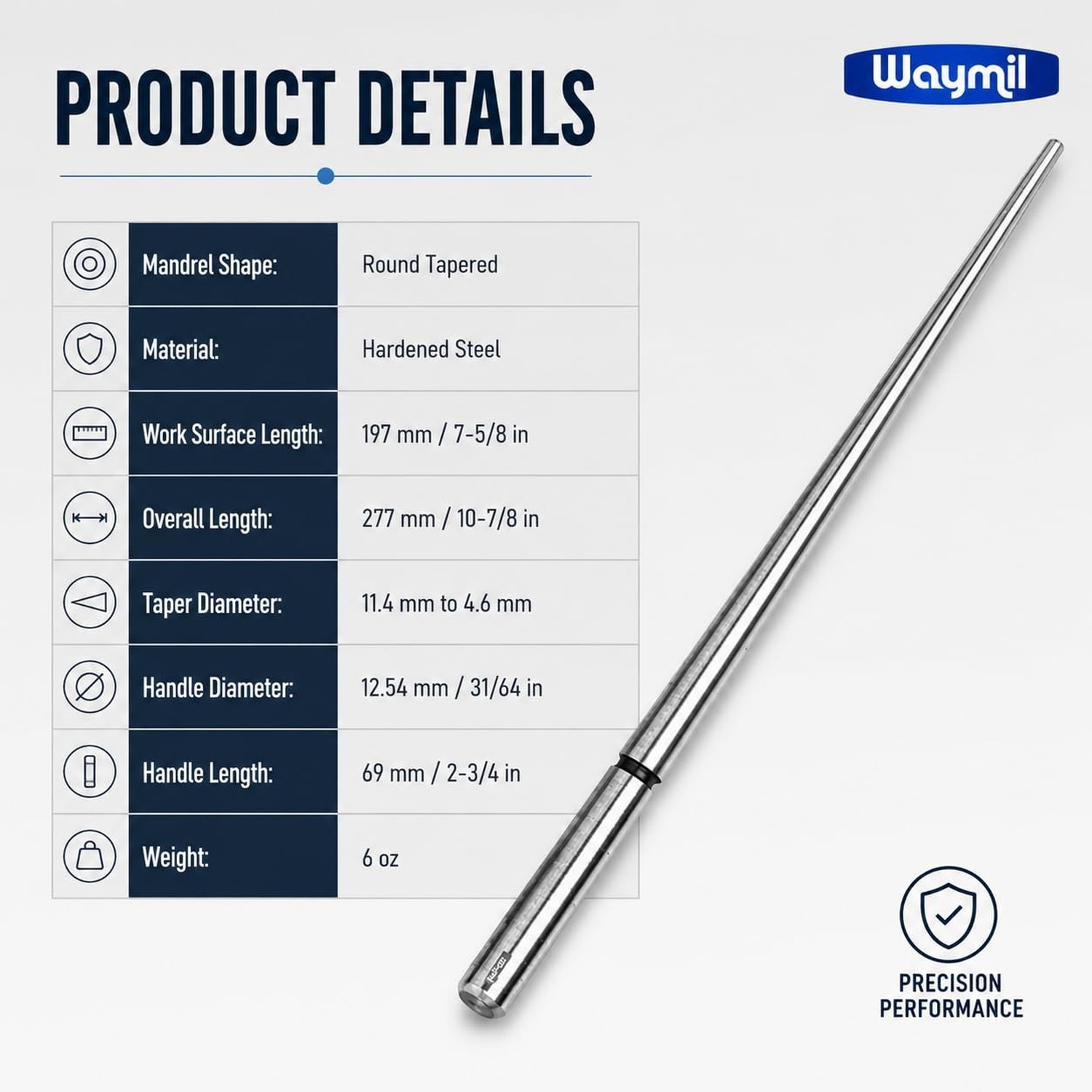 WAYMIL Round Bezel Forming Mandrel, Hardened Steel Tapered Jewelry Mandrel fo…