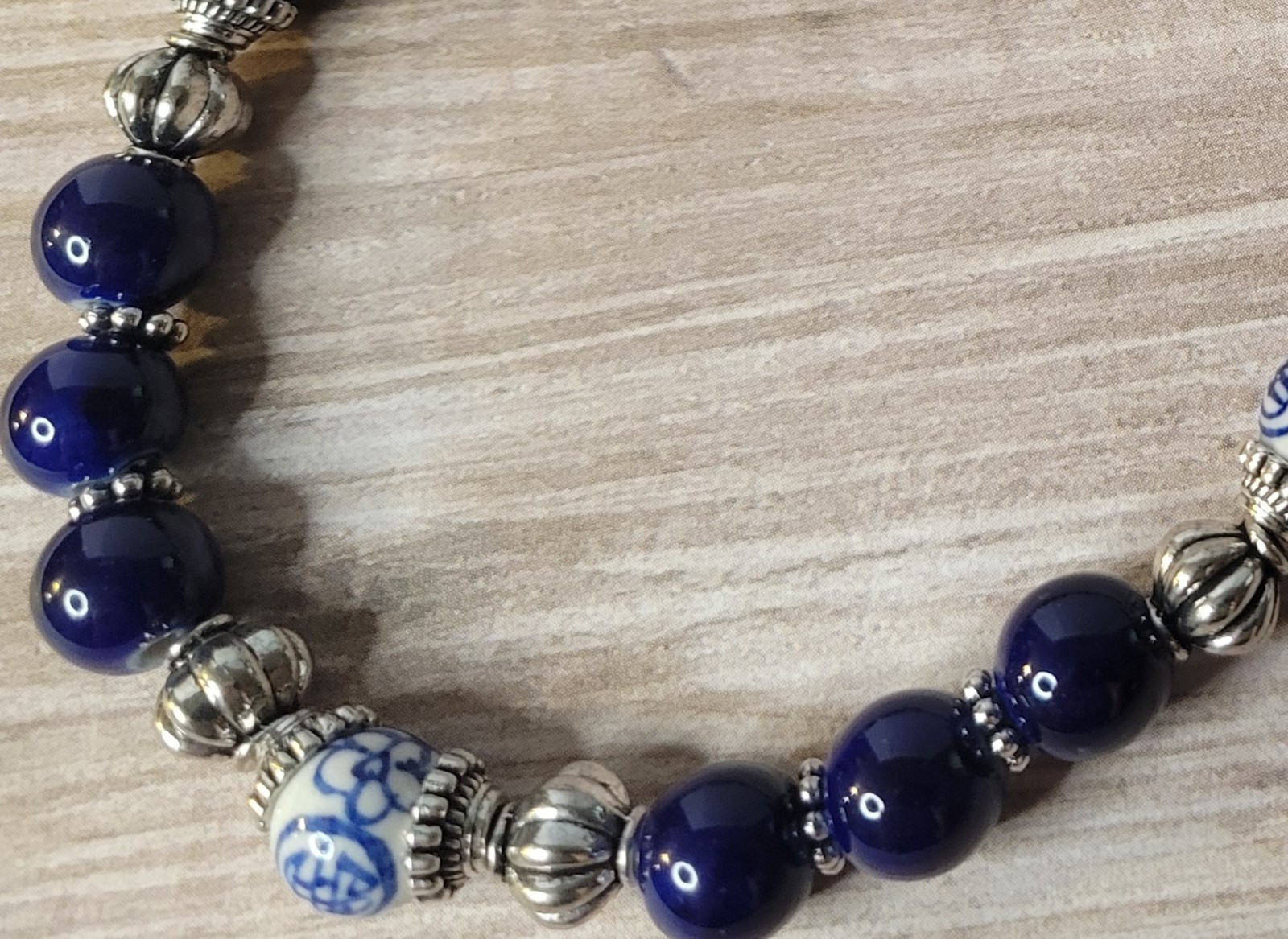 2-Piece Set made with Blue Ceramic Beads and Silver Plated Findings