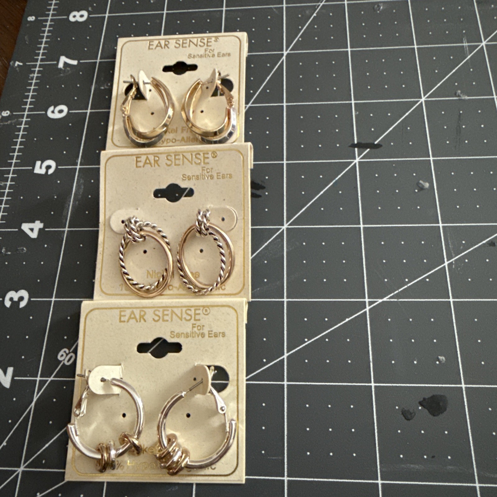 Ear Sense 3 Pairs Hypo Allergenic Hoop Earrings Classy Style.
