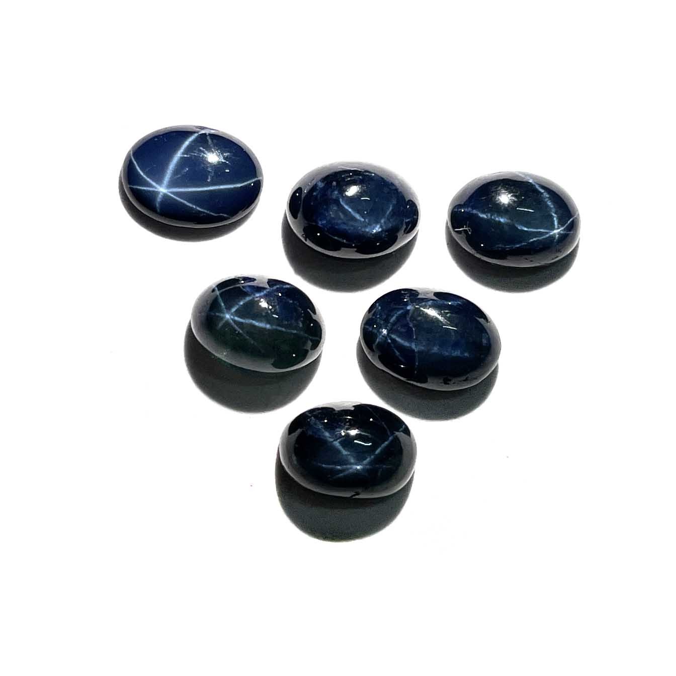Diffused Star Blue Sapphire Oval Cabochon Loose Gemstone Lot 8 Pcs 5*7 MM 10 CT