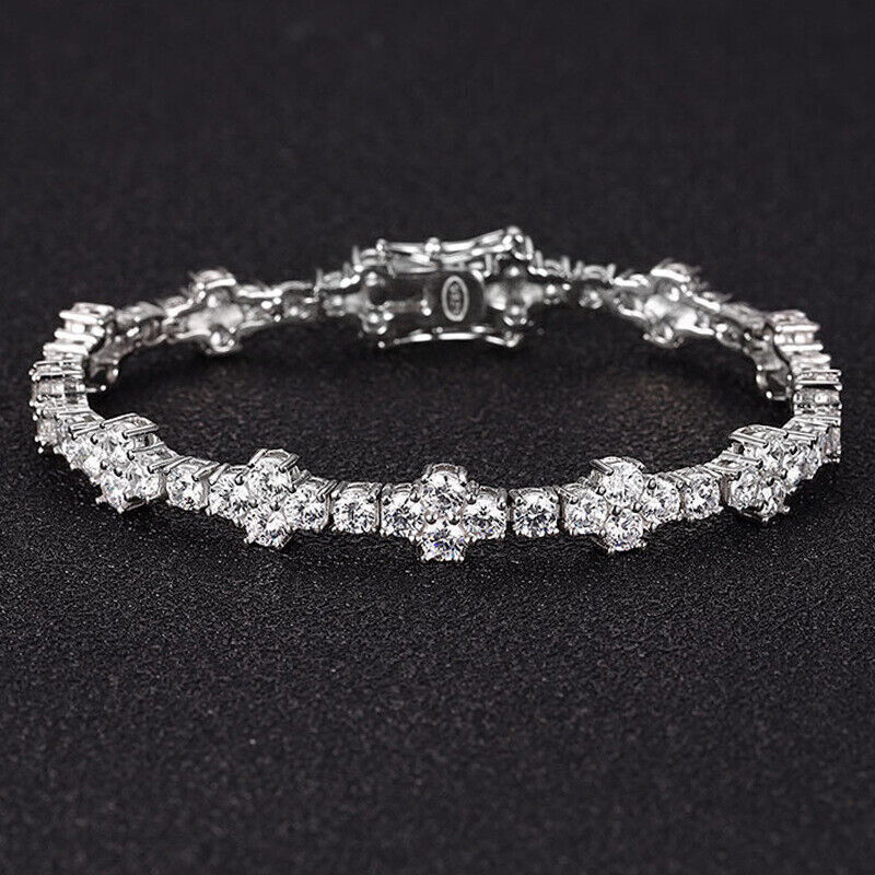 3mm Round Cut VVS1 Moissanite Tennis Bracelet 925 Sterling Silver Christmas Gift