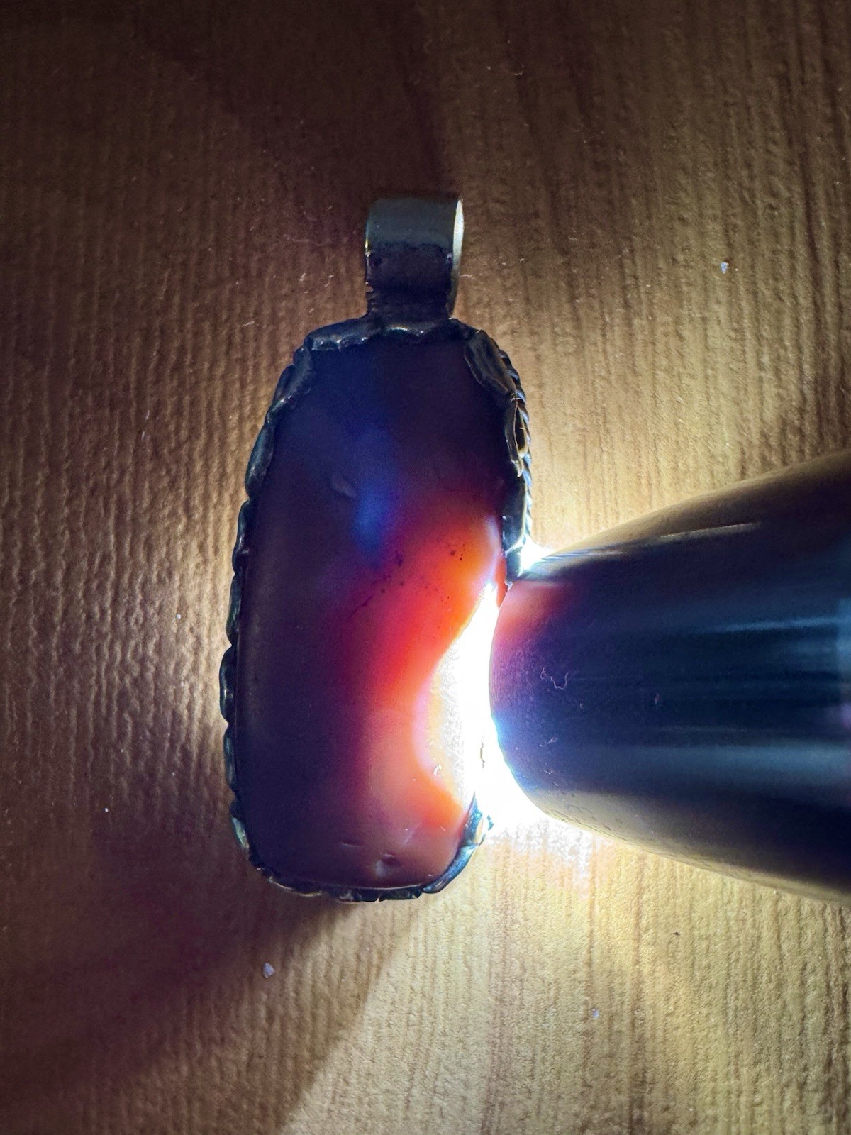 Vintage Himalayan Agate Pendant Auspicious Floral Carving Set in Silver 2in,20g