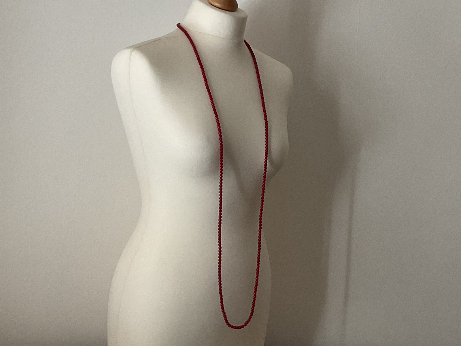 Long Dark Red/Burgundy Beaded Necklace