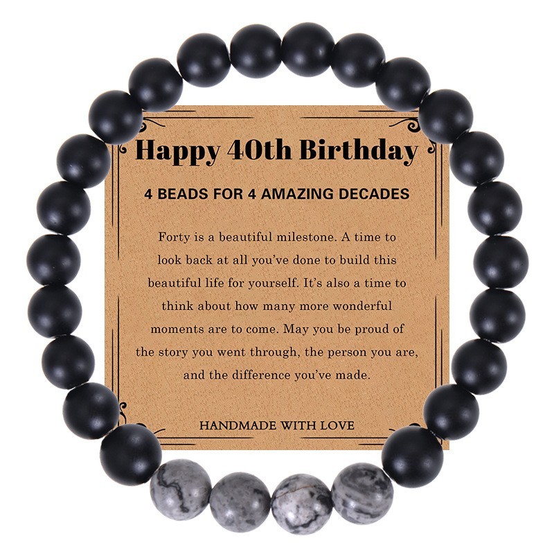 Milestone Birthday Bead Bracelet Gift for Him -21st 30th 40th 50th 60th 70th Men