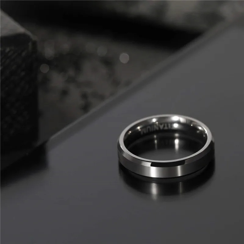 Wedding Band Ring Titanium Brushed Round Silver Color Engagement Jewelry