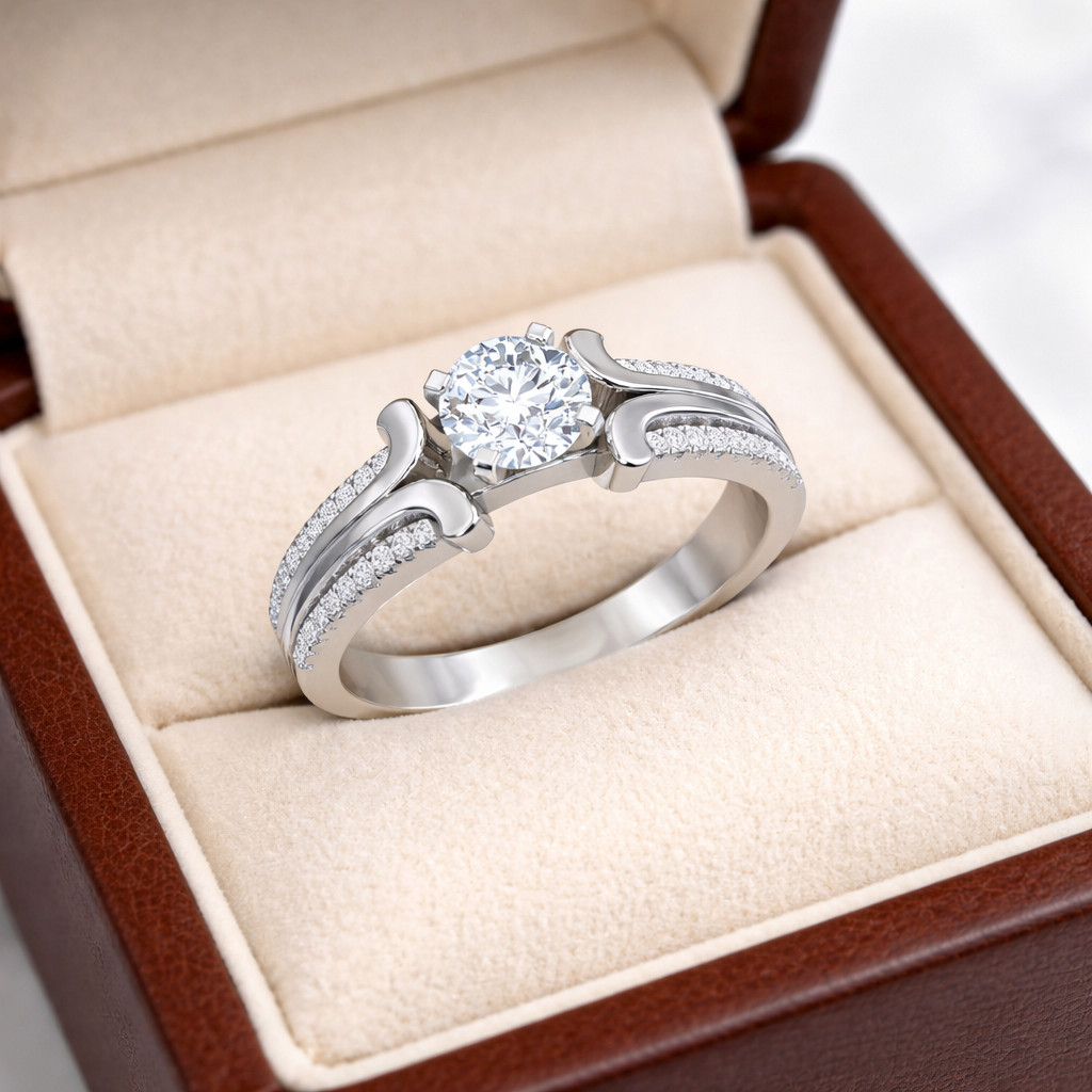 2.80 Ct Round Cut Natural Diamond Wedding Ring 14K White Gold Size 8