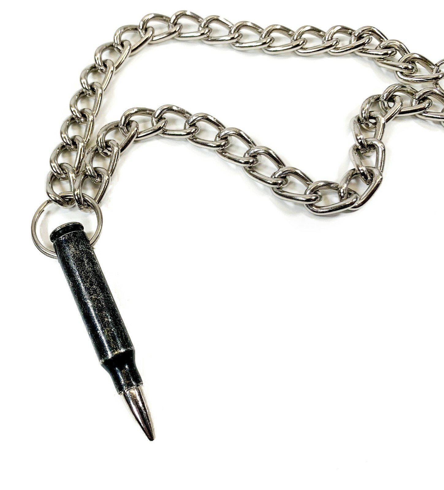 Rifle Bullet & Casing Necklace Chain Real .308 Black Bullet Nickel Tips Pendant
