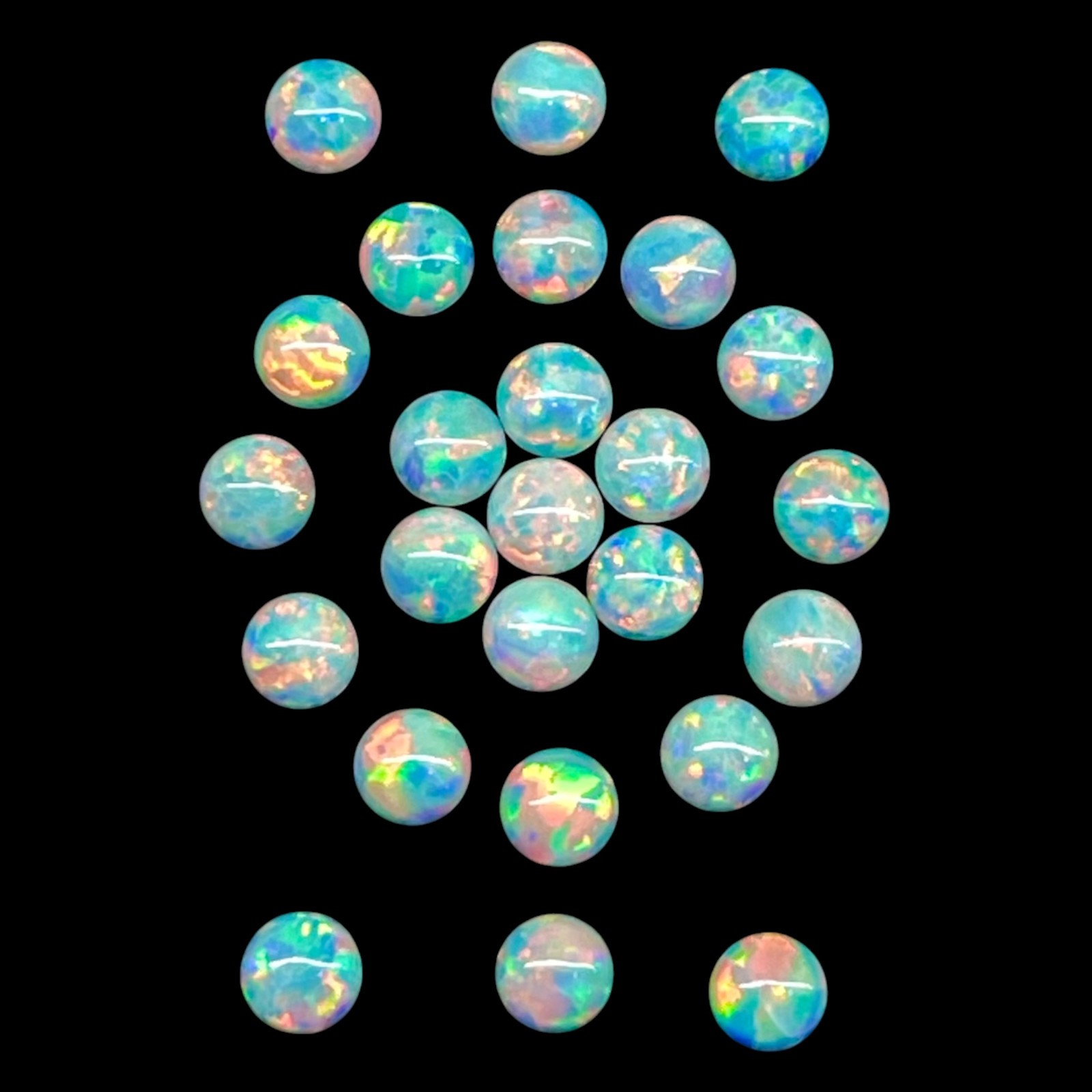 25 Pcs Australian Opal 2.5mm Round Cabochon AAA Quality Lab Created Gemstones