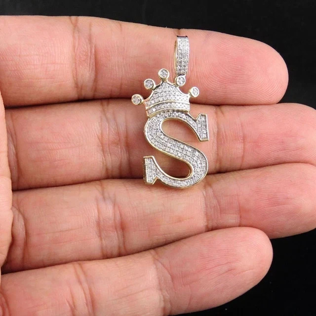 2Ctw Real Moissanite Initial D Letter Layered Old English Pendant 925 Silver