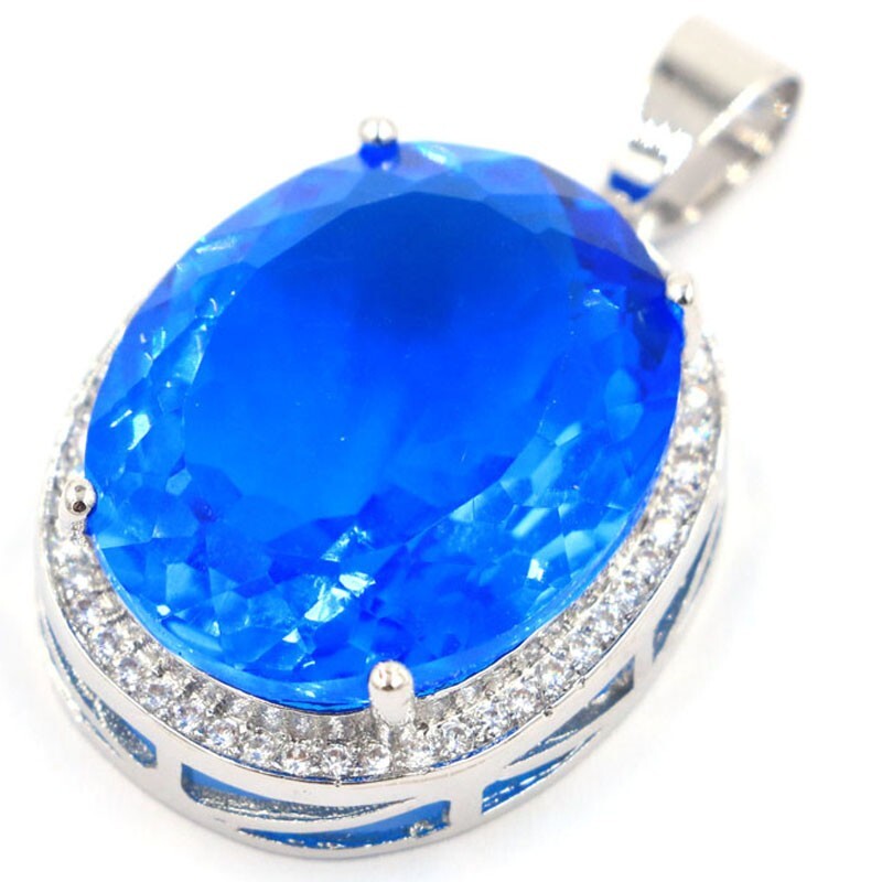 Buy 2 Get 1 Free Big Alexandrite Topaz Tanzanite Peridot TourmalinSilver Pendant