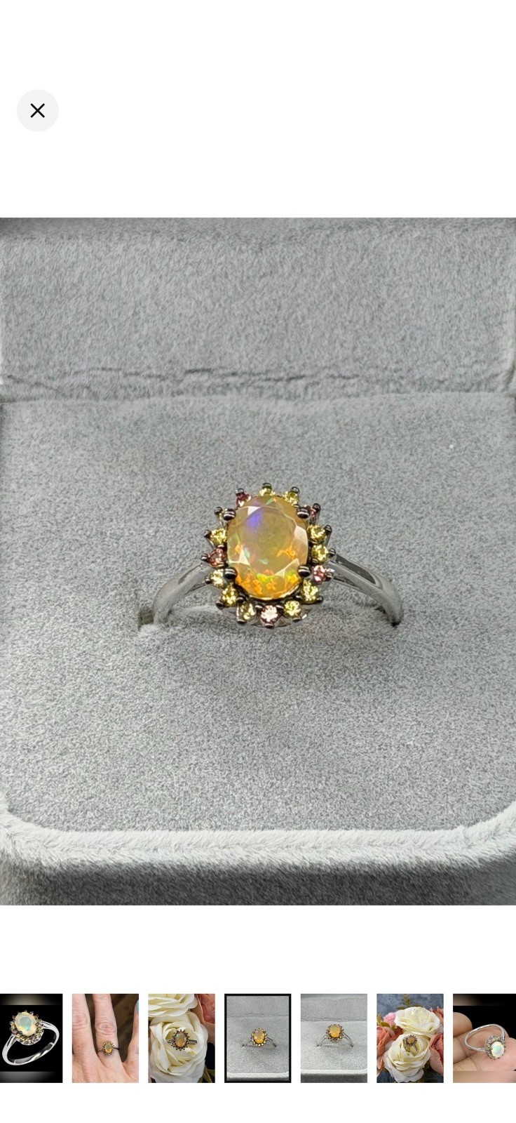 Enchanting Natural Diamond cut Sapphire with Fire Opal 925 Sterling Silver Sz 7