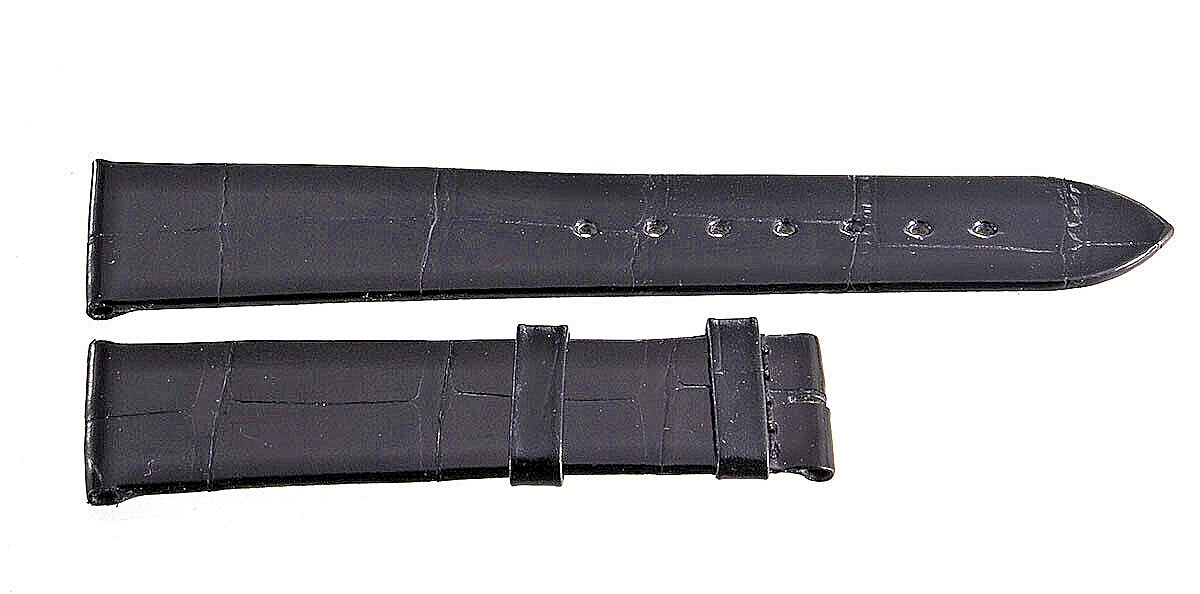 Genuine Longines 18mm x 16mm Black Alligator Leather Watch Band Strap L682111473