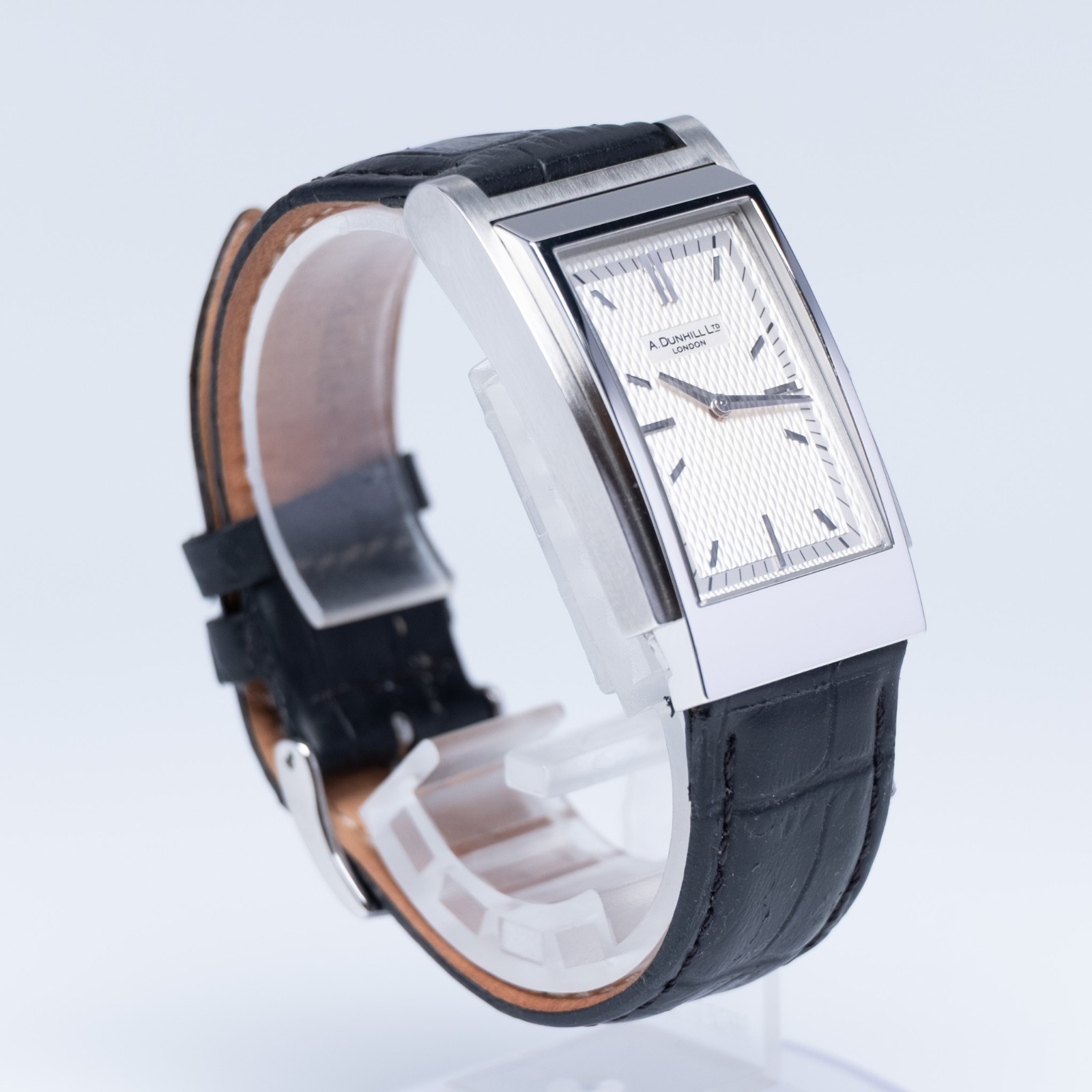 [EXC+5] DUNHILL Wafer 8035 Silver White Dial 26mm Tank Quartz Men’s Watch