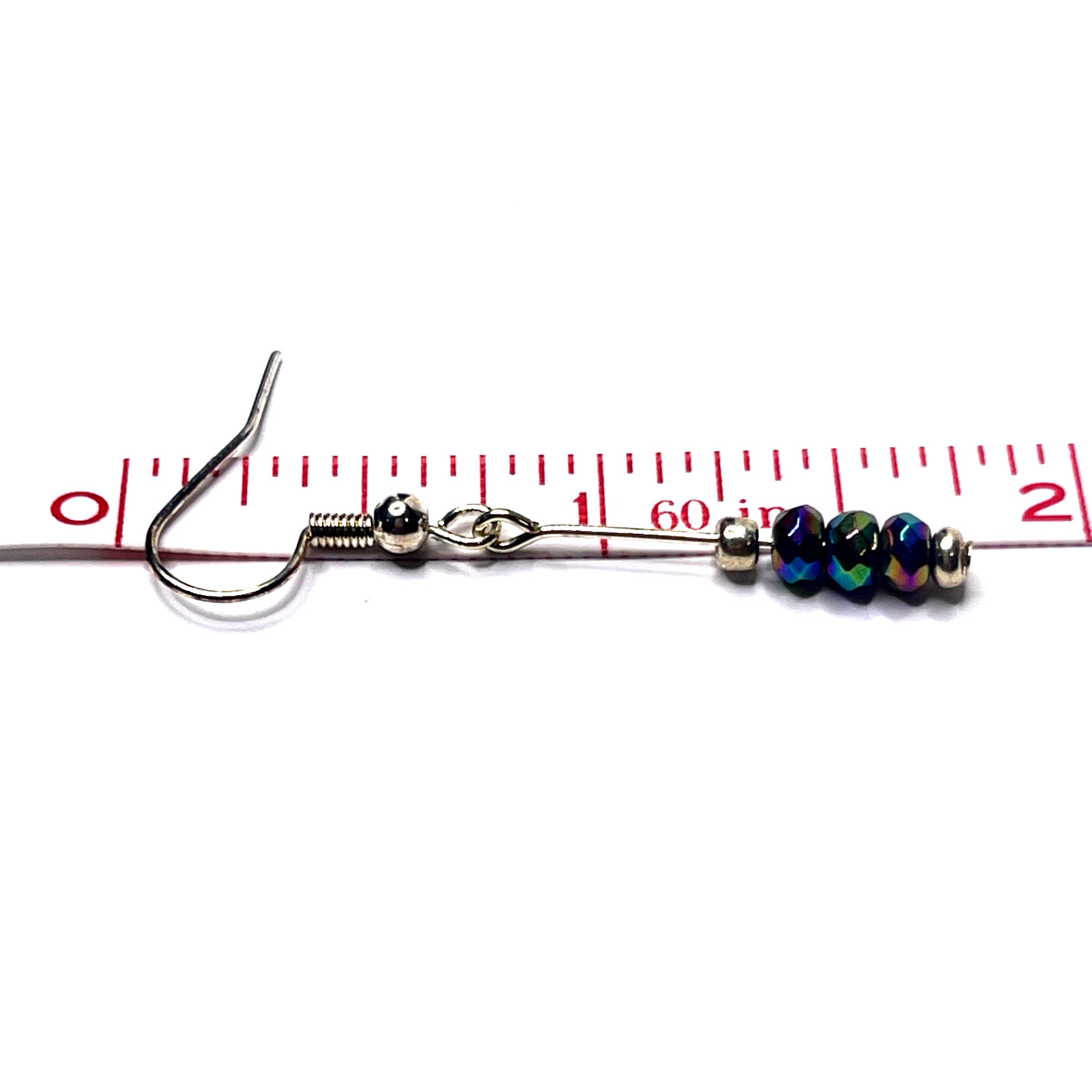Earrings: 1.75in Hand Beaded Multicolor Glass & Gold Plated Bead Dangle/Drop