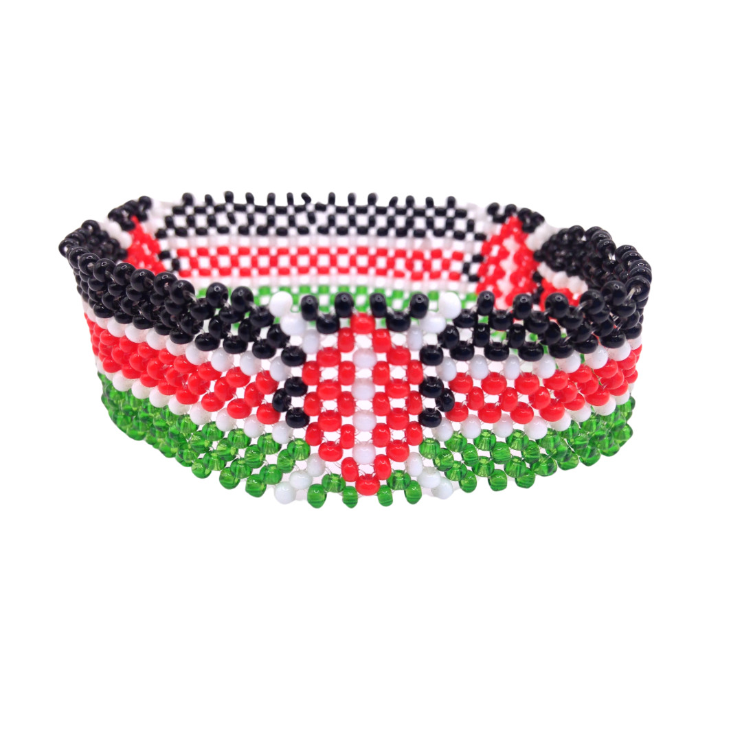 Wrist Band Bracelet Maasai Beaded Kenyan Flag African Men’s sizes L Fun 8 x0.4″”