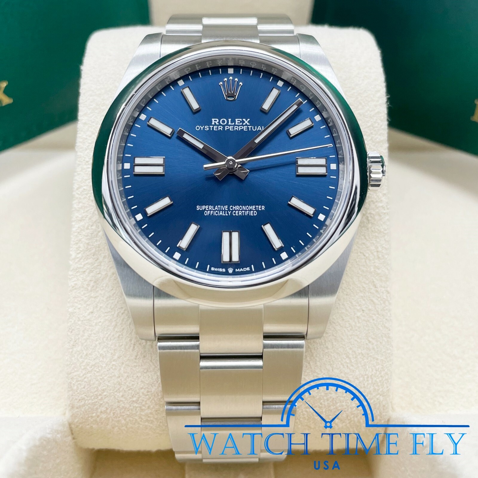 Rolex 2022 UNWORN Oyster Perpetual 41mm 124300 Stainless Steel Bright Blue Dial