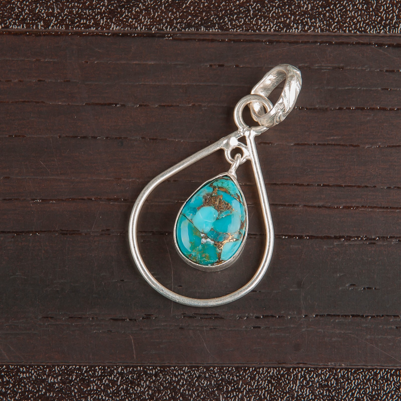 Genuine Blue Copper Turquoise Daughters Day Pendant Jewelry 925 Sterling Silver