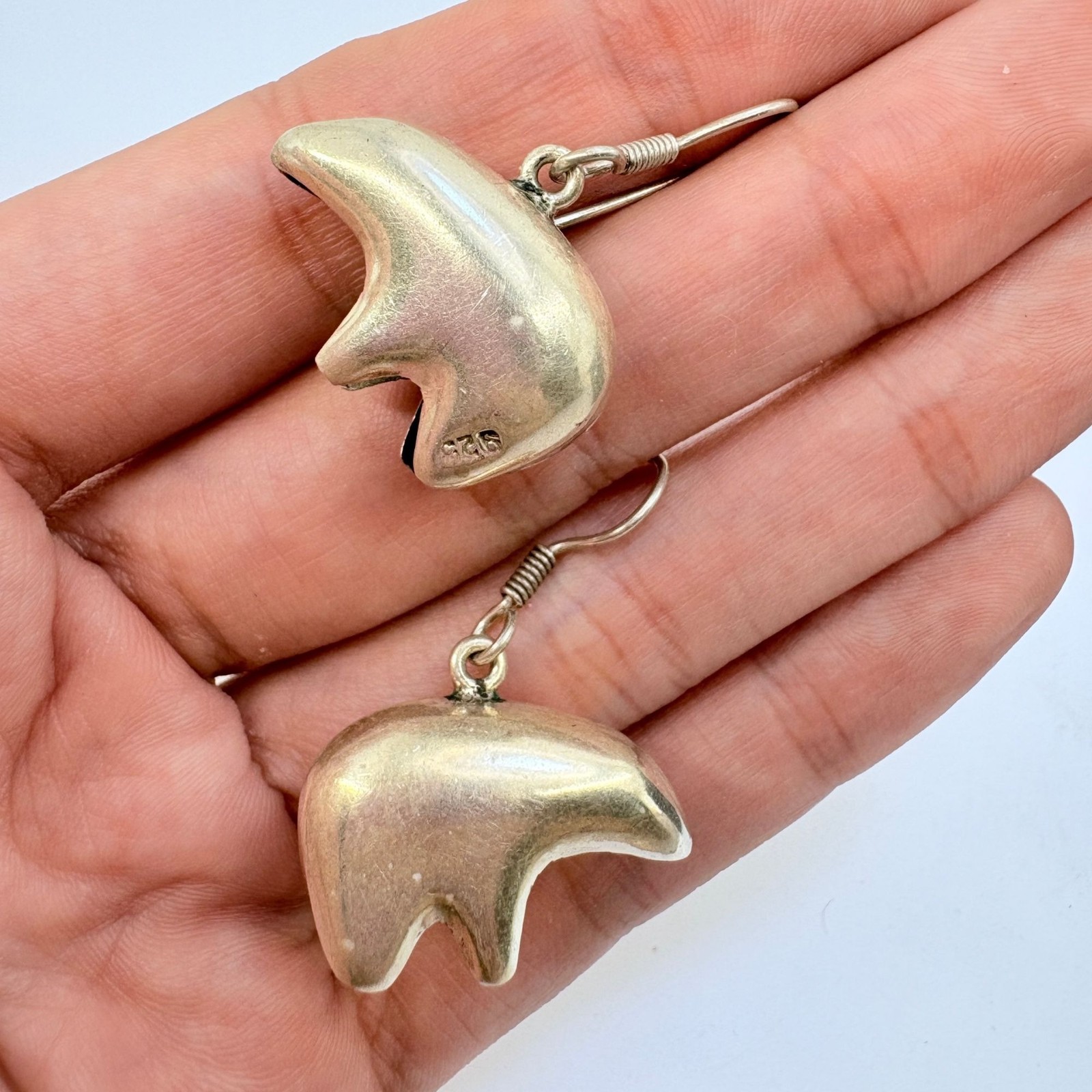 Jingle Bell Bear Dangle Earrings Sterling Silver 925 Size 1.5″ Length