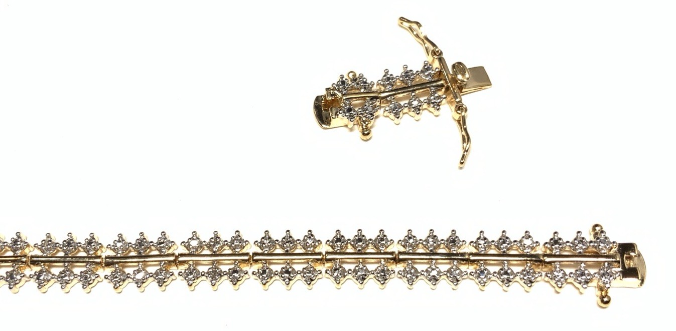 Ross Simons Vermeil Gold over Sterling 925 Diamond Bracelet 7.5-inches LR24