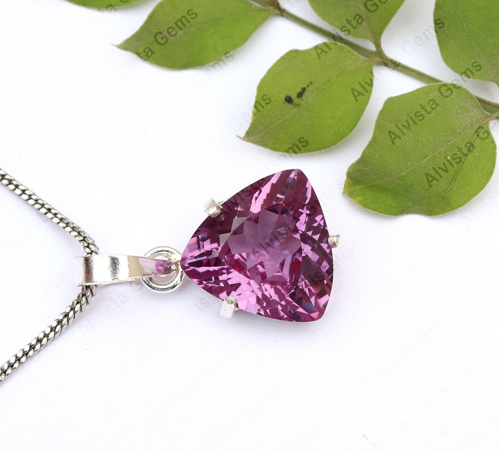 Natural Color Change Alexandrite Certified Trillion Gemstone Pendant 925 Silver