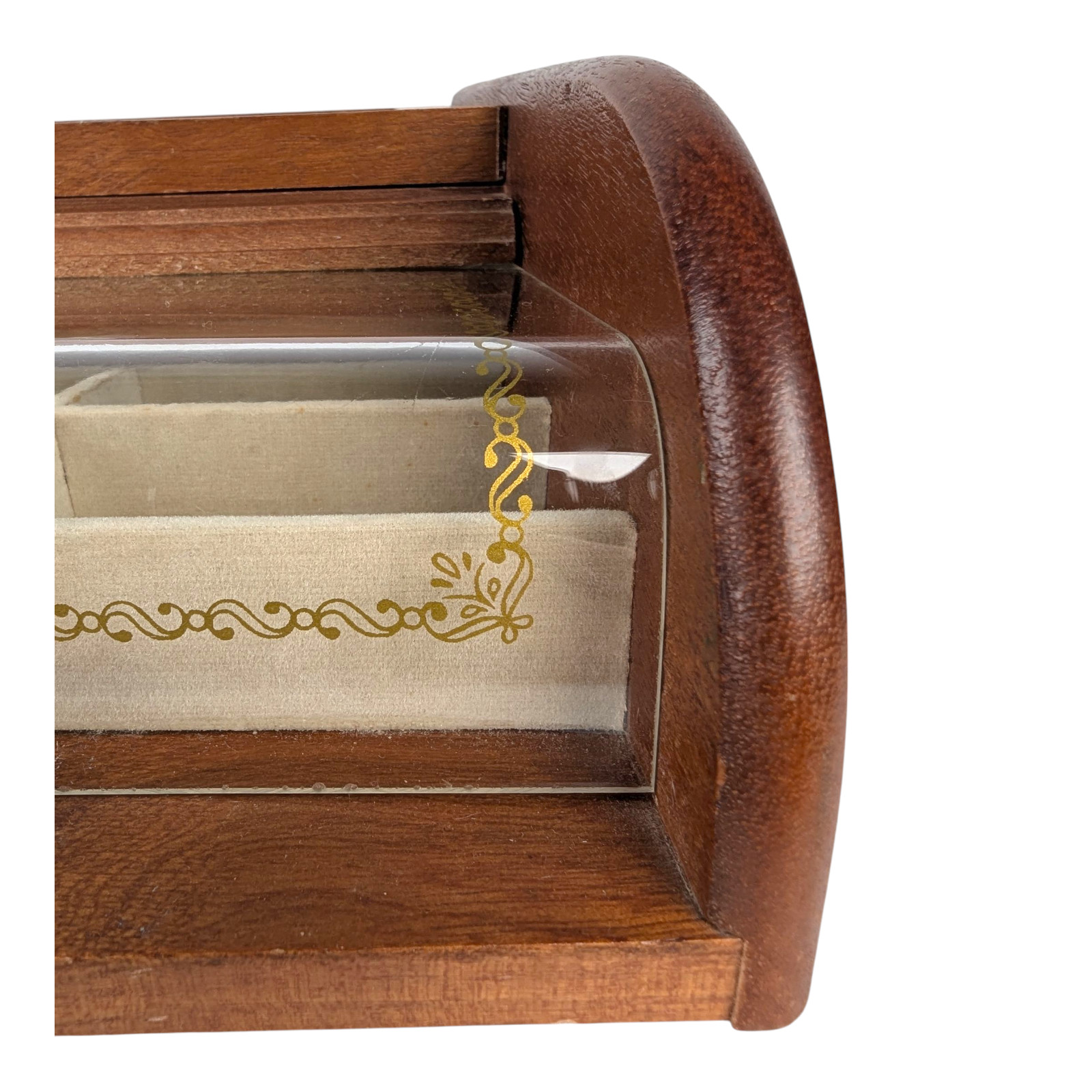 MCM Mid-Century Modern Vanity Table Top Jewelry Box – Wood With Acrylic Top