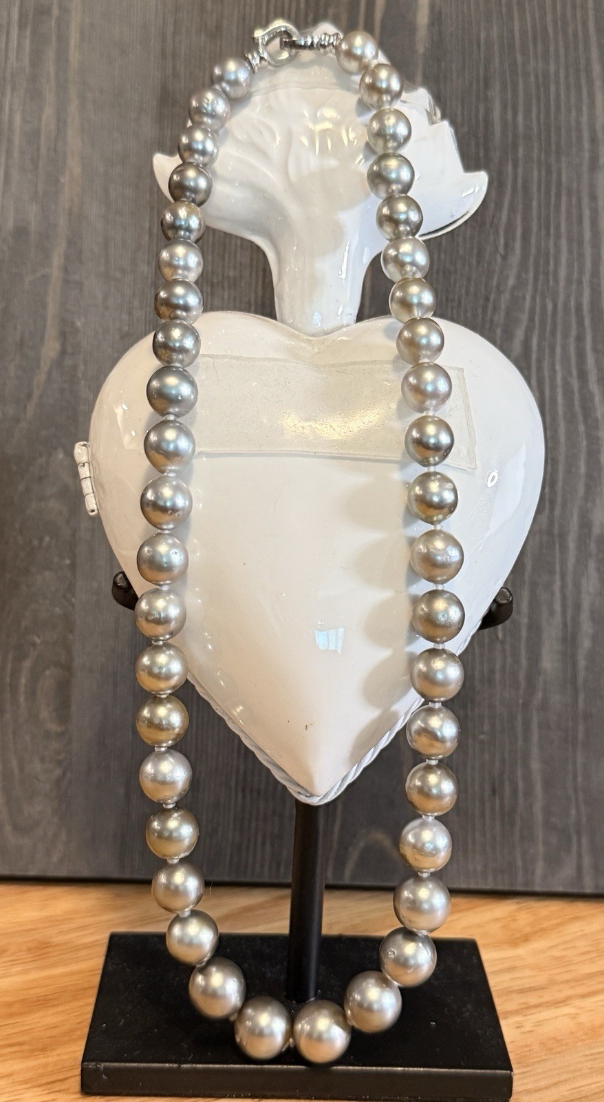 Large Tahitian Pearl Necklace 9-10.9mm Silver Blue Gold Luster 17″ Seawater NEW