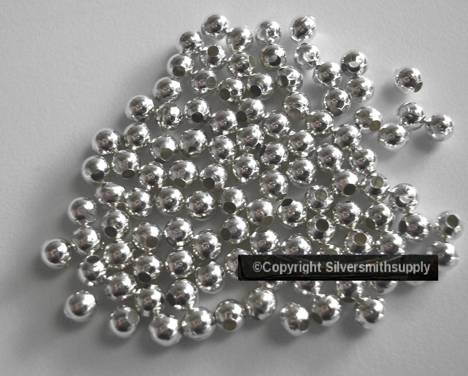 Spacer beads sterling silver plate spacers 4mm round filler beads 100 pcs FPB032