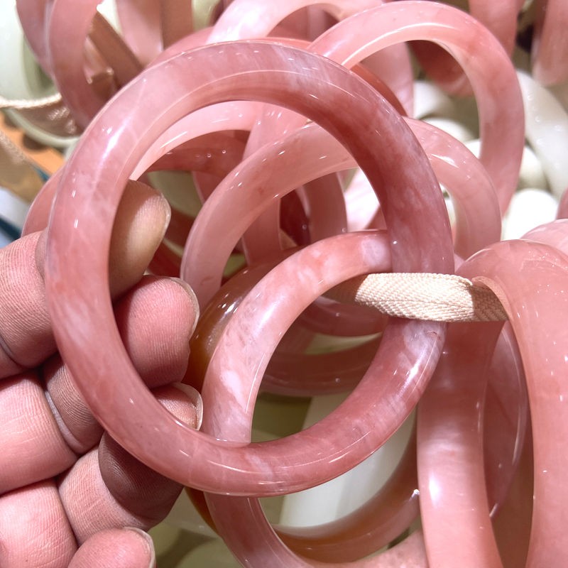 Certified Natural Grade A Pink Peach Blossom jade jadeite Bangle Bracelet