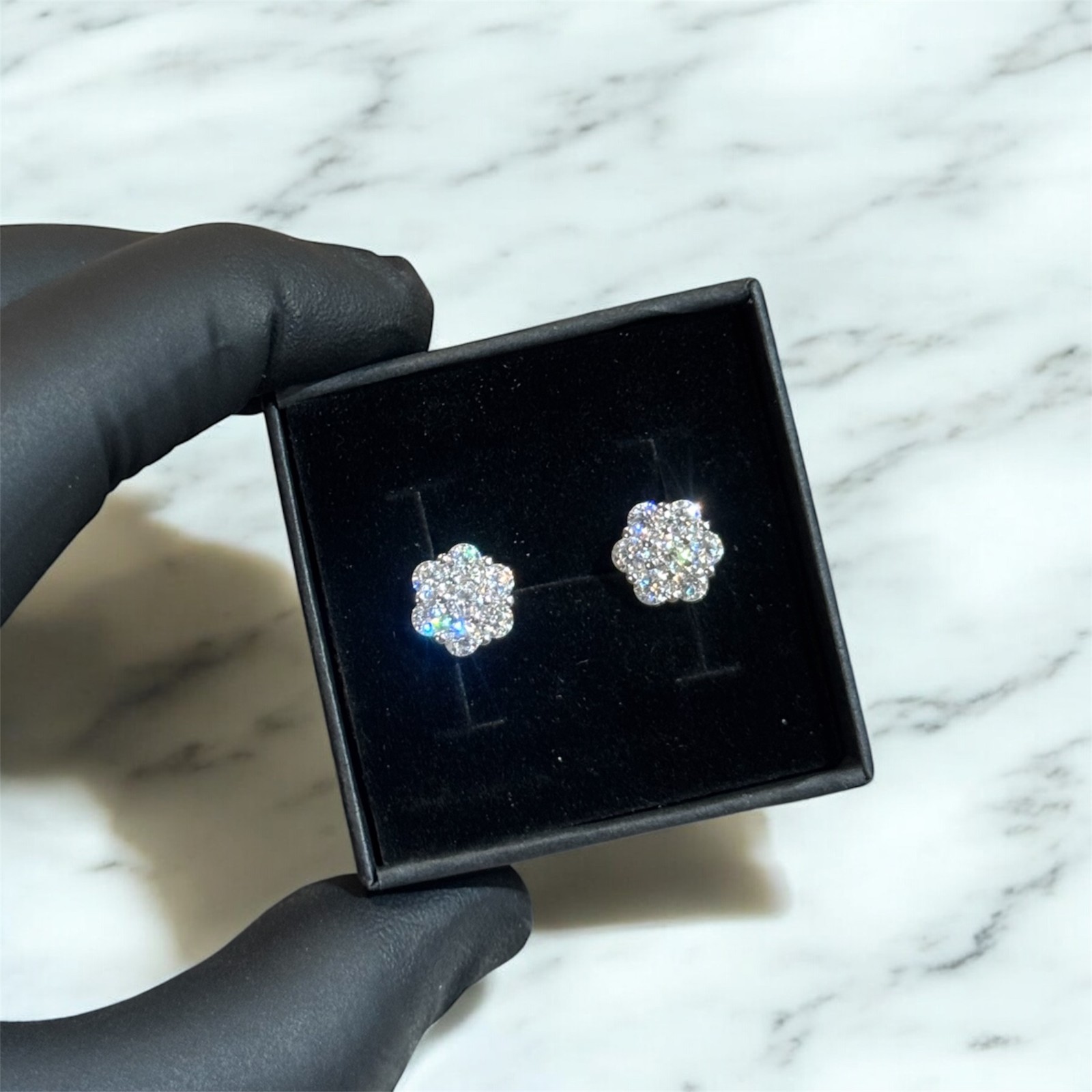 VVS1 Moissanite Cluster Flower Earrings 925 Silver Earrings For Men Women GRA