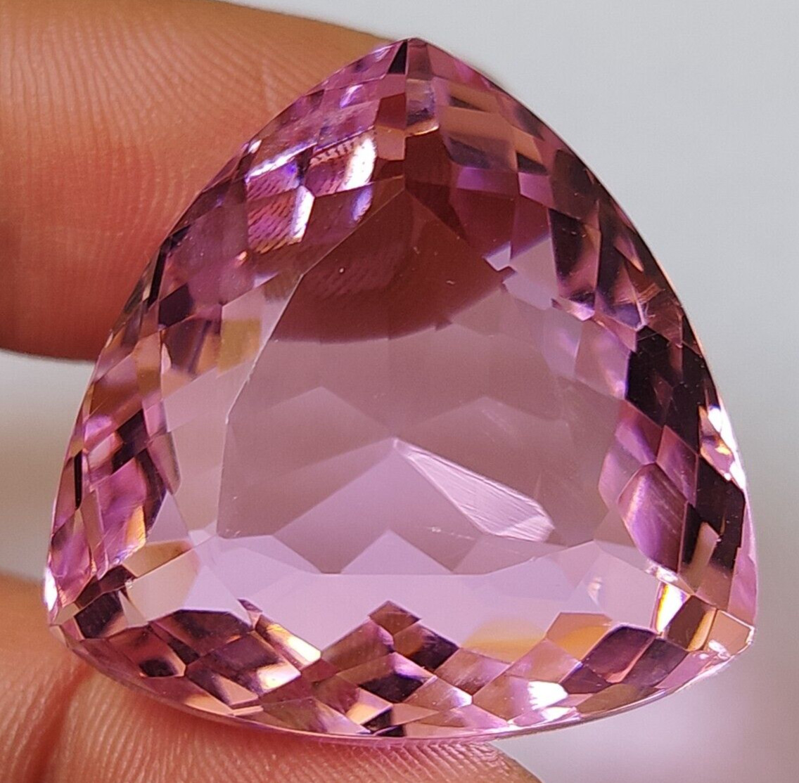 AAA++ Large Pink Kunzite 97.70 Ct. Trillion Cut Loose Gemstone Gift for Birthday
