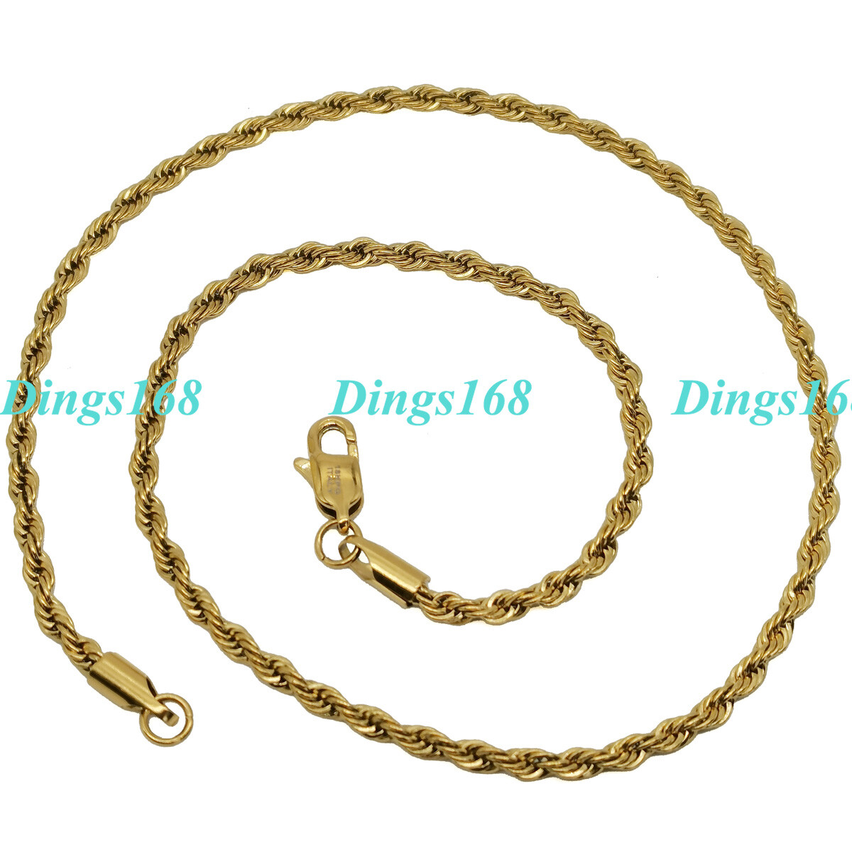 18K Gold Filled 4mm Wide 16″/18″/20″/22″/24″/26″/28″/30″/32″ Rope Chain Necklace