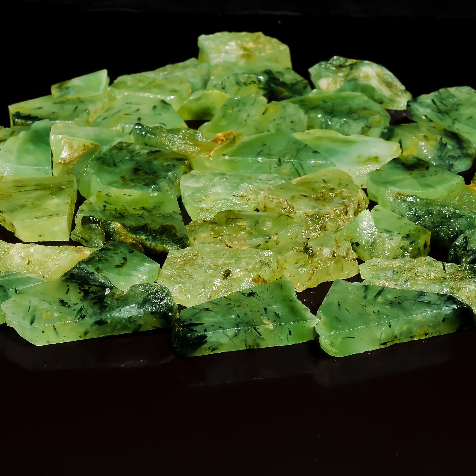 Natural Prehnite Slice Rough Gemstone Raw Prehnite Crystal Stone Small Slab