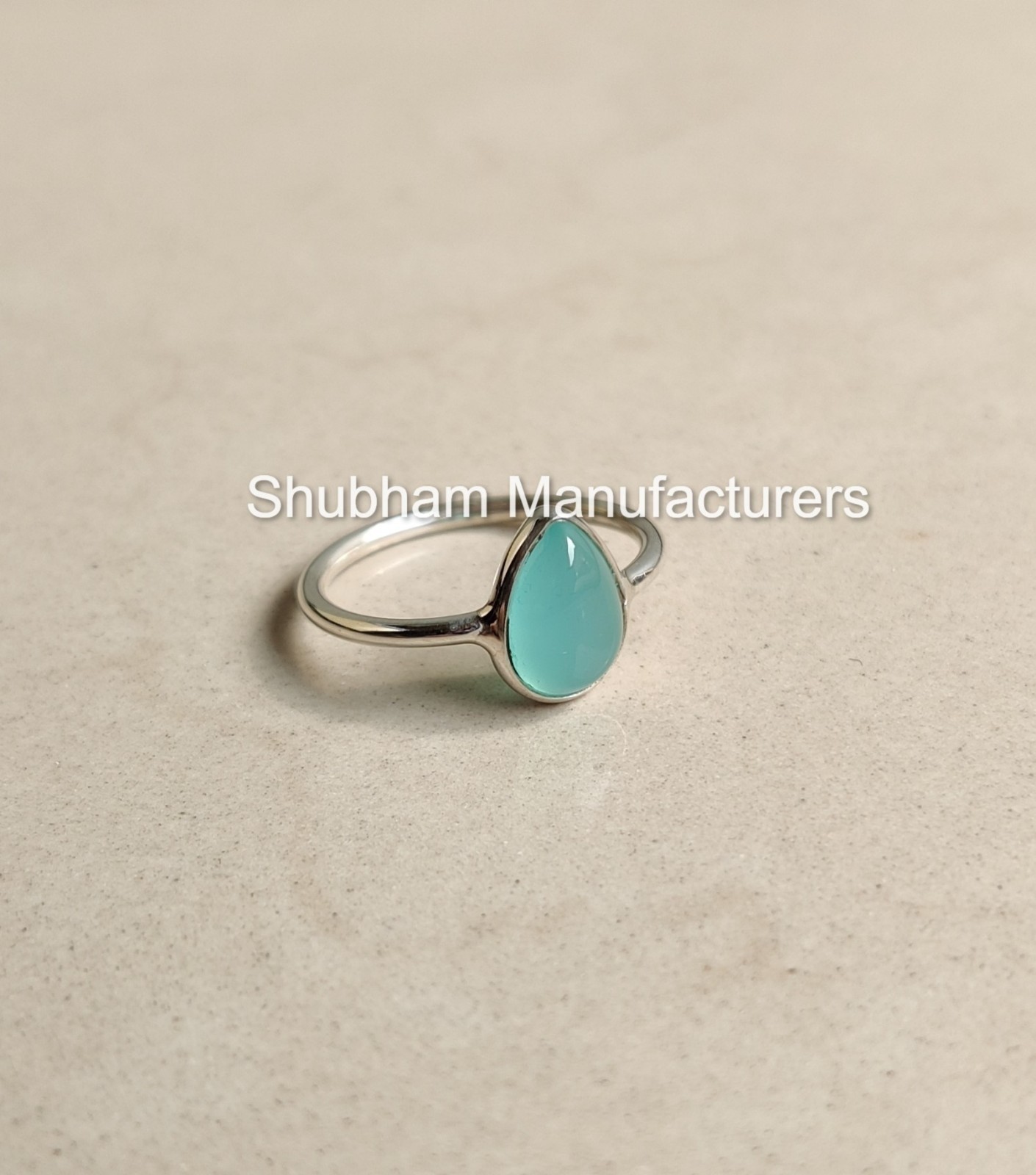 Aqua Chalcedony 925 Silver Ring Pear Shape Party Wear Fancy Women All Size Ring