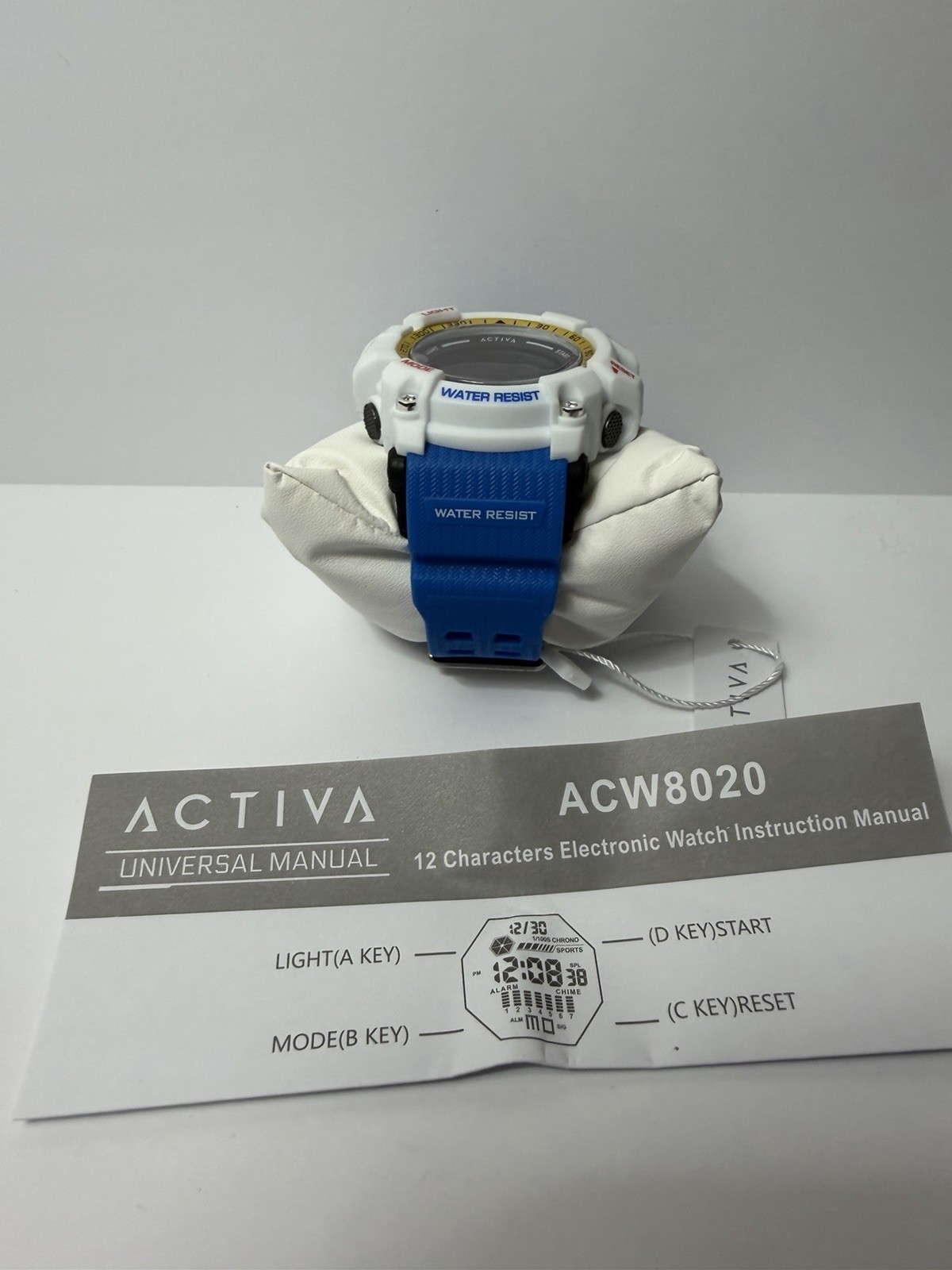 Activa ACW8020 Digital Sports Watch Blue Rubber Band 45mm 30m Box Manual